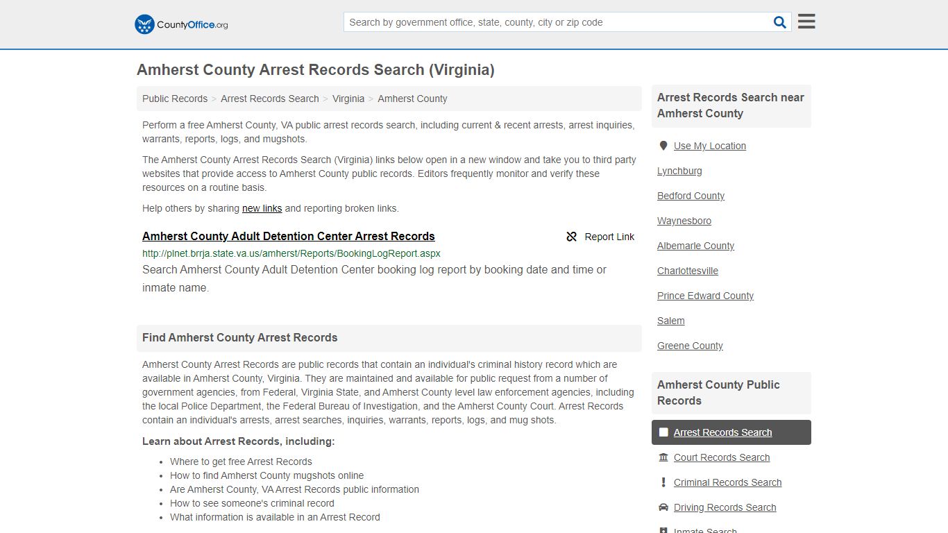 Arrest Records Search - Amherst County, VA (Arrests & Mugshots)